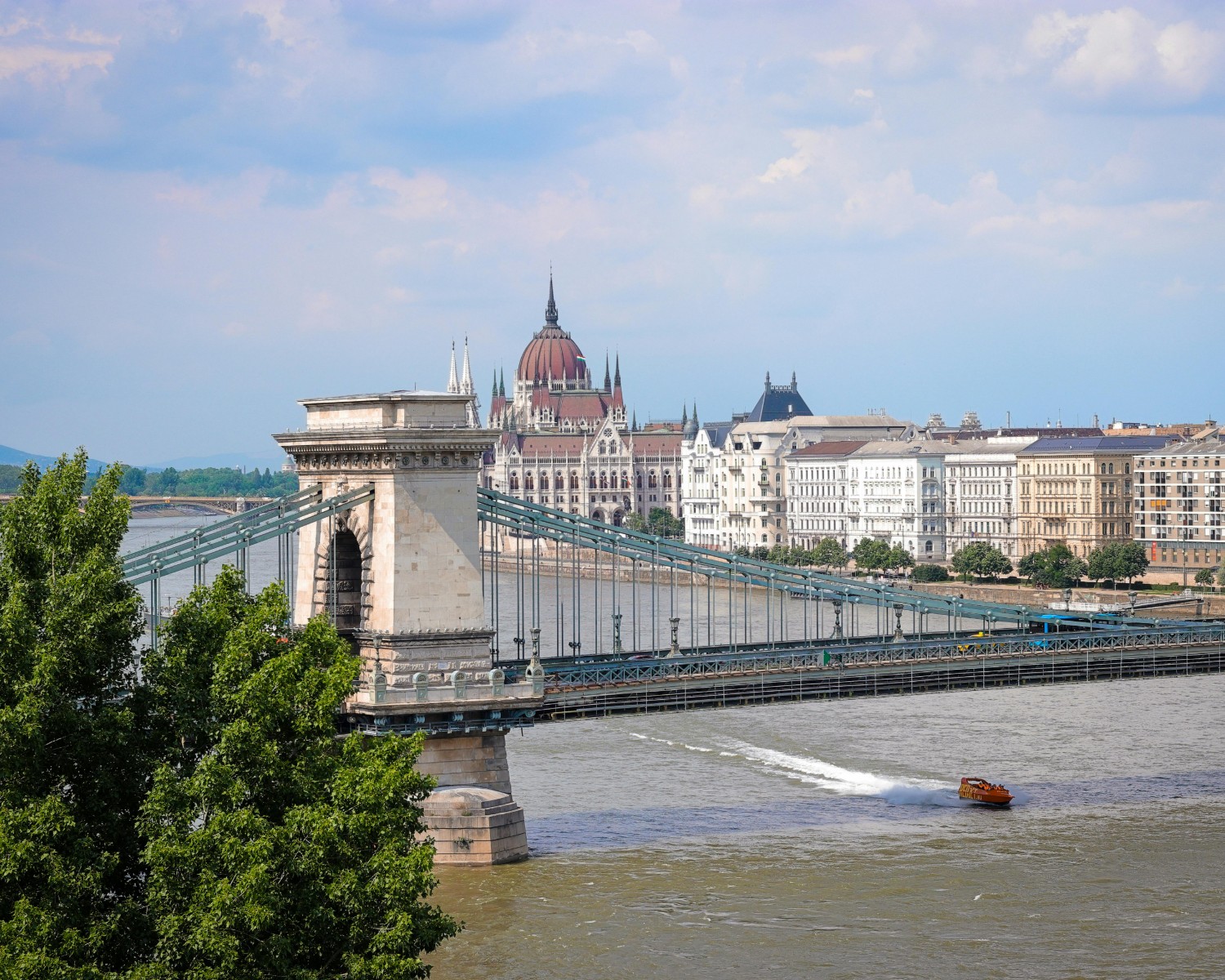 Danube River cruise past Hungarian Parliament Building at night