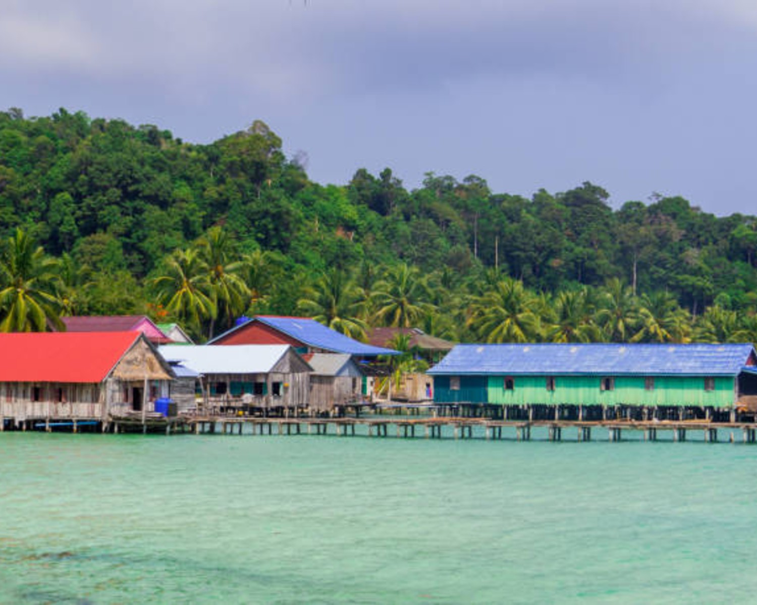 Tropical island shores with crystal-clear waters